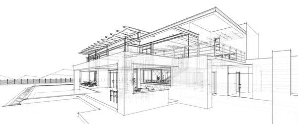 Architectural drawing 3d illustration